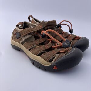 KEEN Size 1 Toddler Boy Hiking Shoes Sandals Brown Orange Bungee